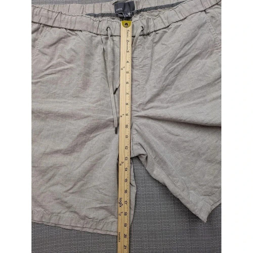 Vince Shorts Mens XXL Beige Linen Cotton Drawstring Elastic Waist Casual 9 In